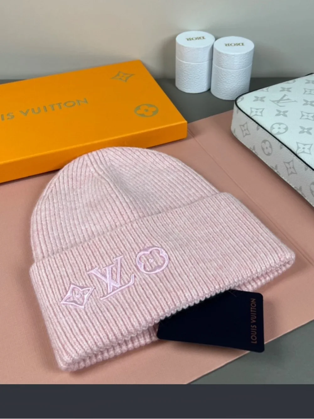 💕 Louis. Vuitton. Pink Headline Beanie Winter Snow Hat